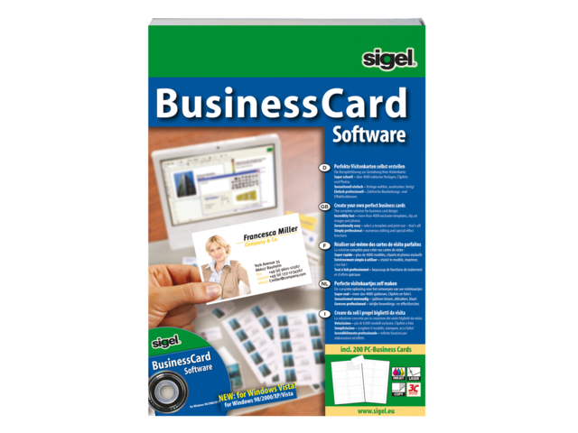 Software sigel businesscard tbv visitekrt meertalig